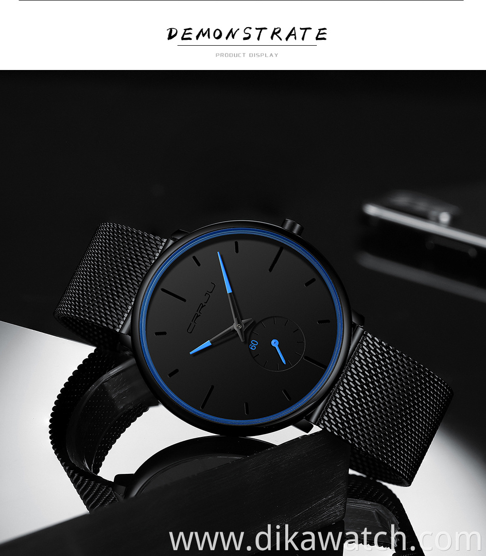 CRRJU Fashion Mens Watches Ultra Thin Quartz Watch Men 2020 New Casual Mesh Belt Waterproof Stylish Watches Relogio Masculino